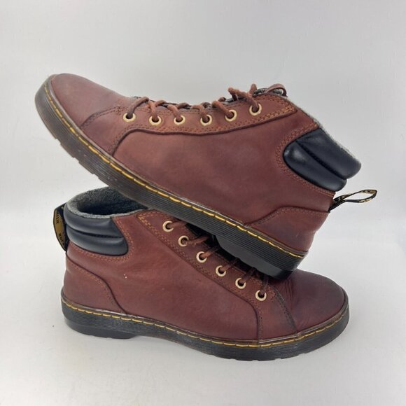 Dr Martens Plaza Bouncing Soles Women Size 8 Mid Top Brown Canvas Ankle Boot - Picture 8 of 12